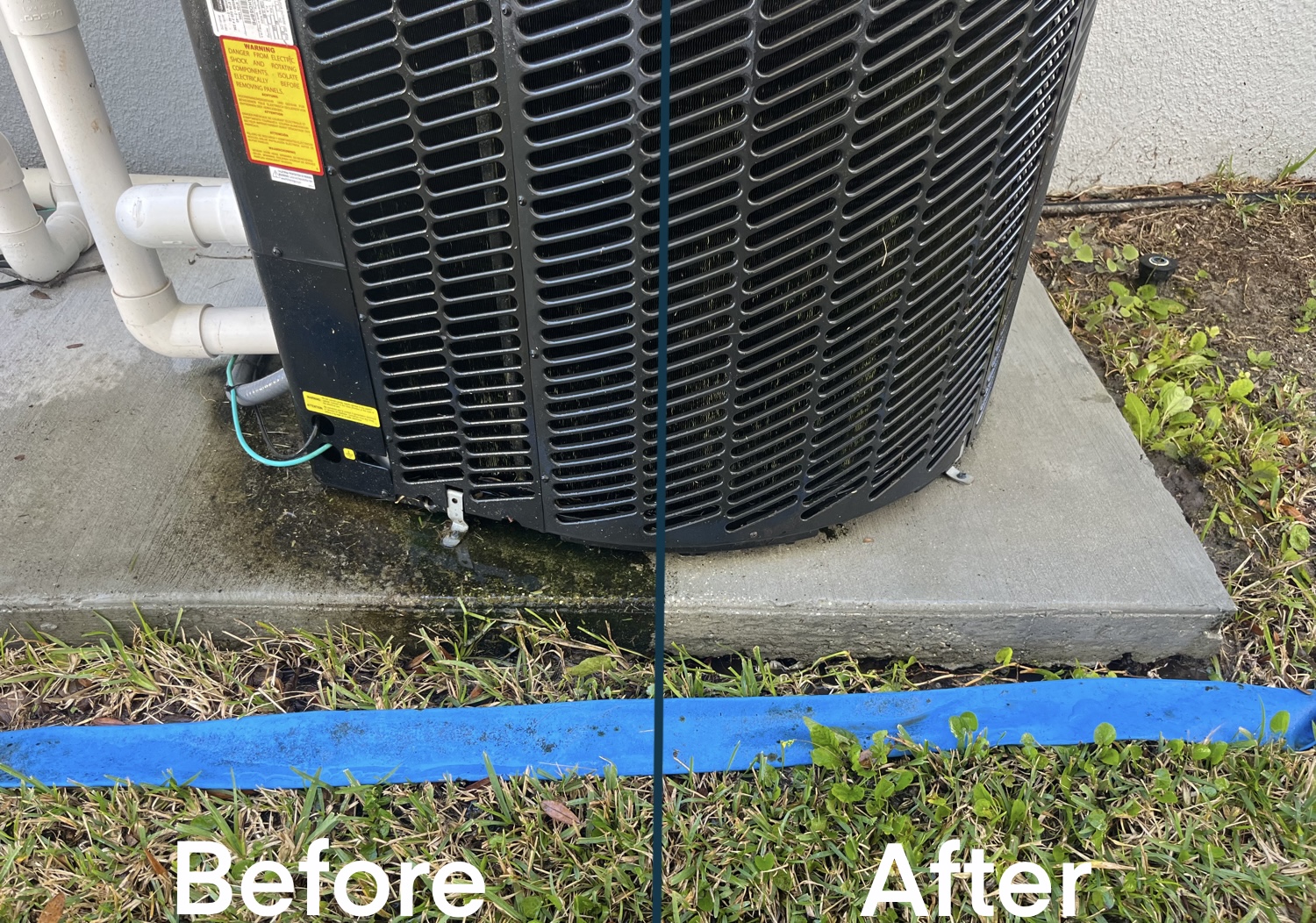Air conditioning pad cleaning before and after