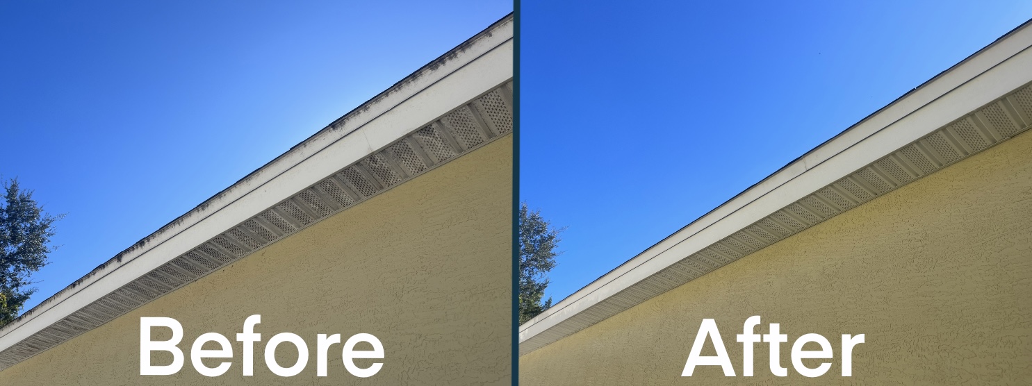 Before and after outdoor cleaning work