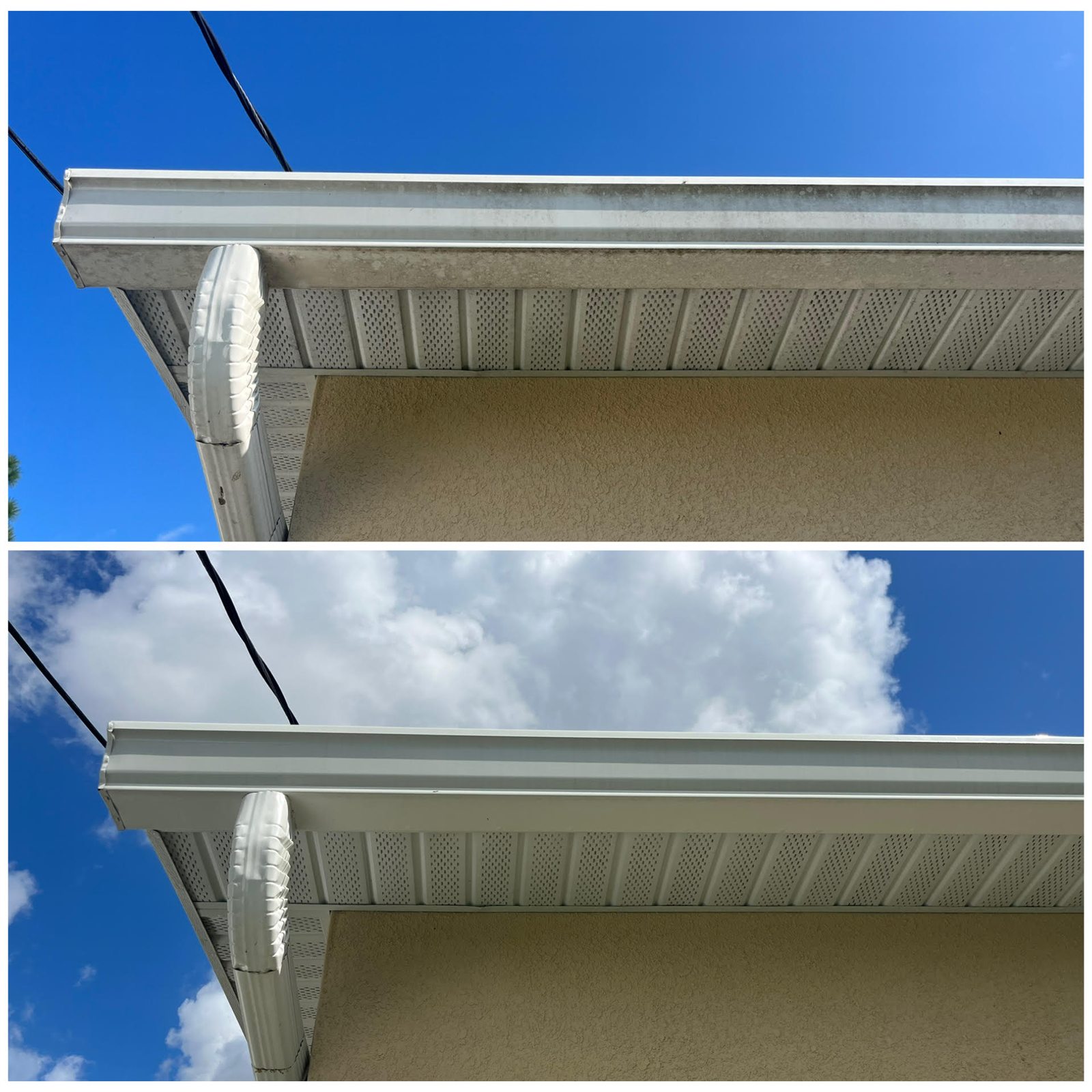 Before and after roofline cleaning