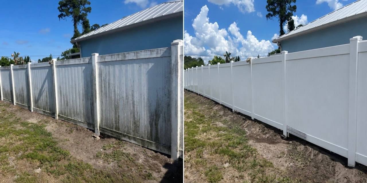Fence cleaning before and after collage